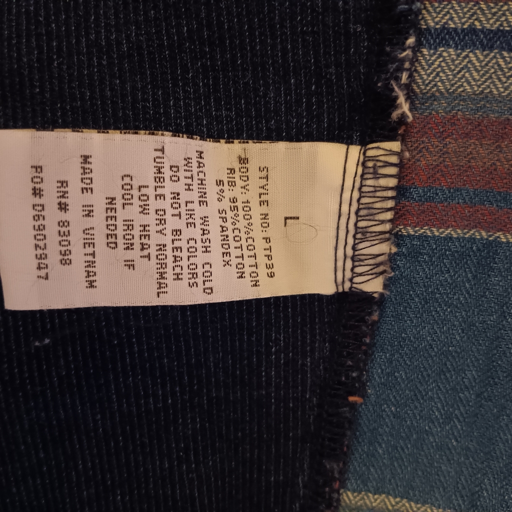 Ci Sono Blue & Red Plaid Button-Down Shirt w/ Navy Stetchy Slimming Panels L - Picture 10 of 10